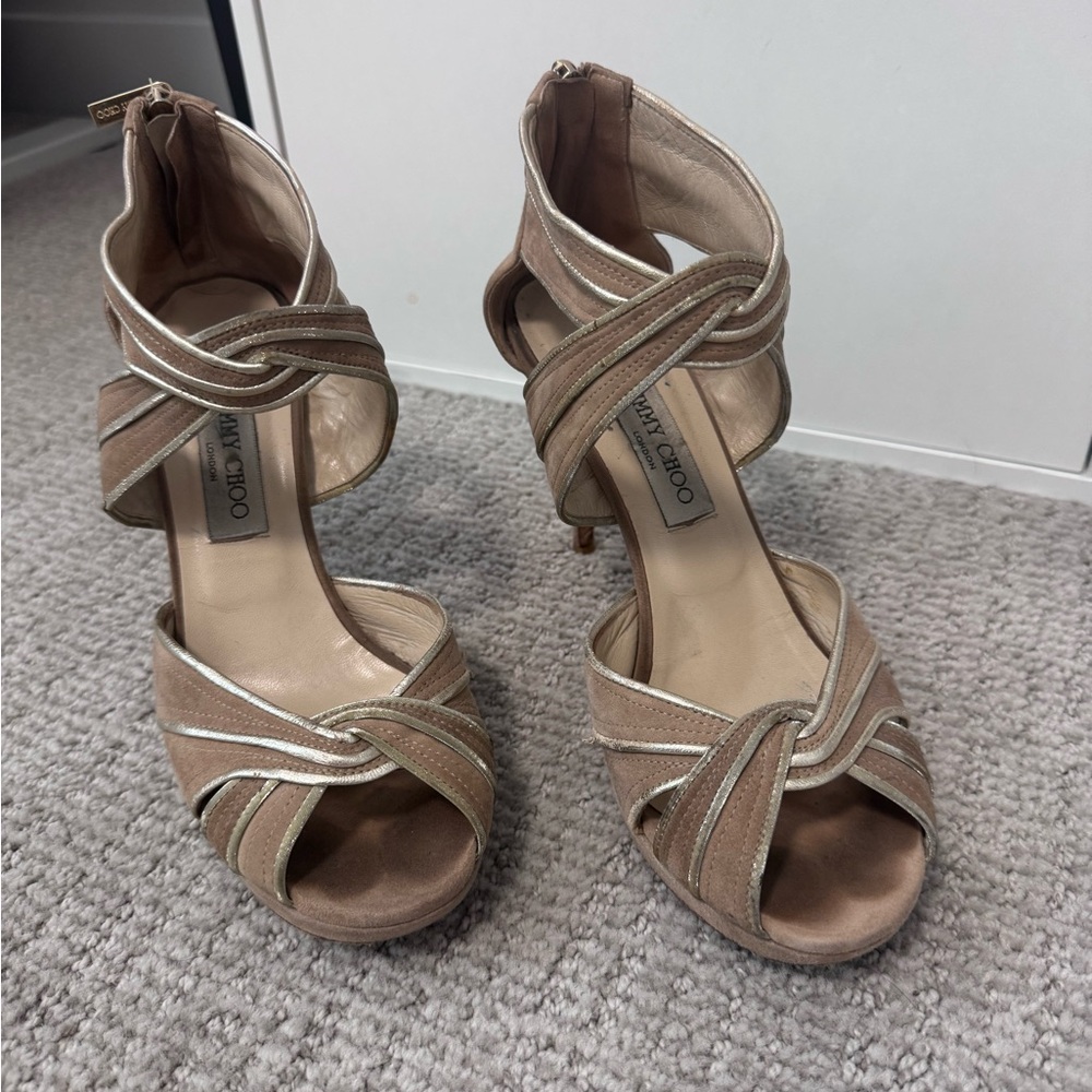 Jimmy Choo Tan Strappy Heels